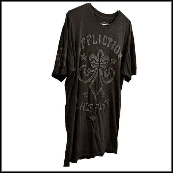 AFFLICTION Live Fast Black Leather Graphic Print Thick Stitch T-Shirt Men's L - Picture 5 of 8